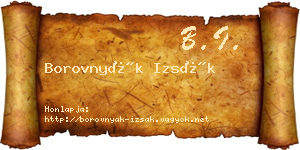 Borovnyák Izsák névjegykártya
